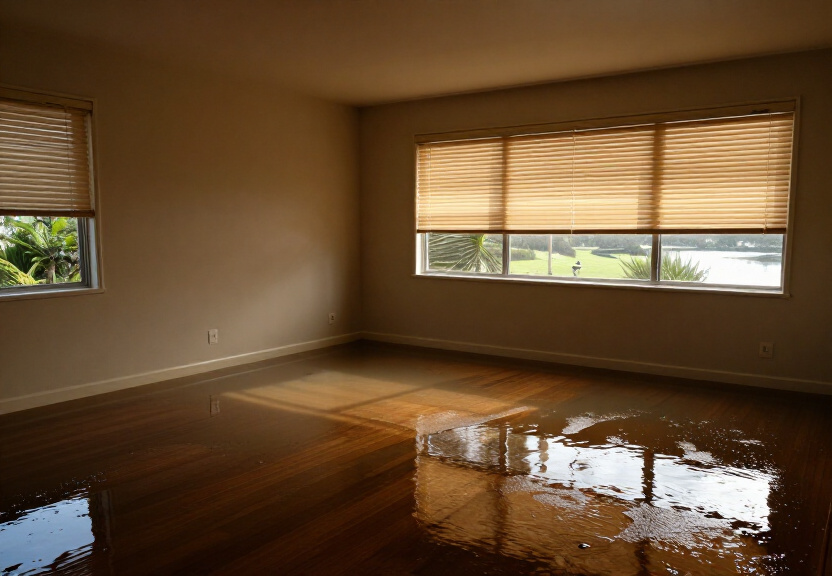 Waterlogged retail space in Forest Lodge before cleanup